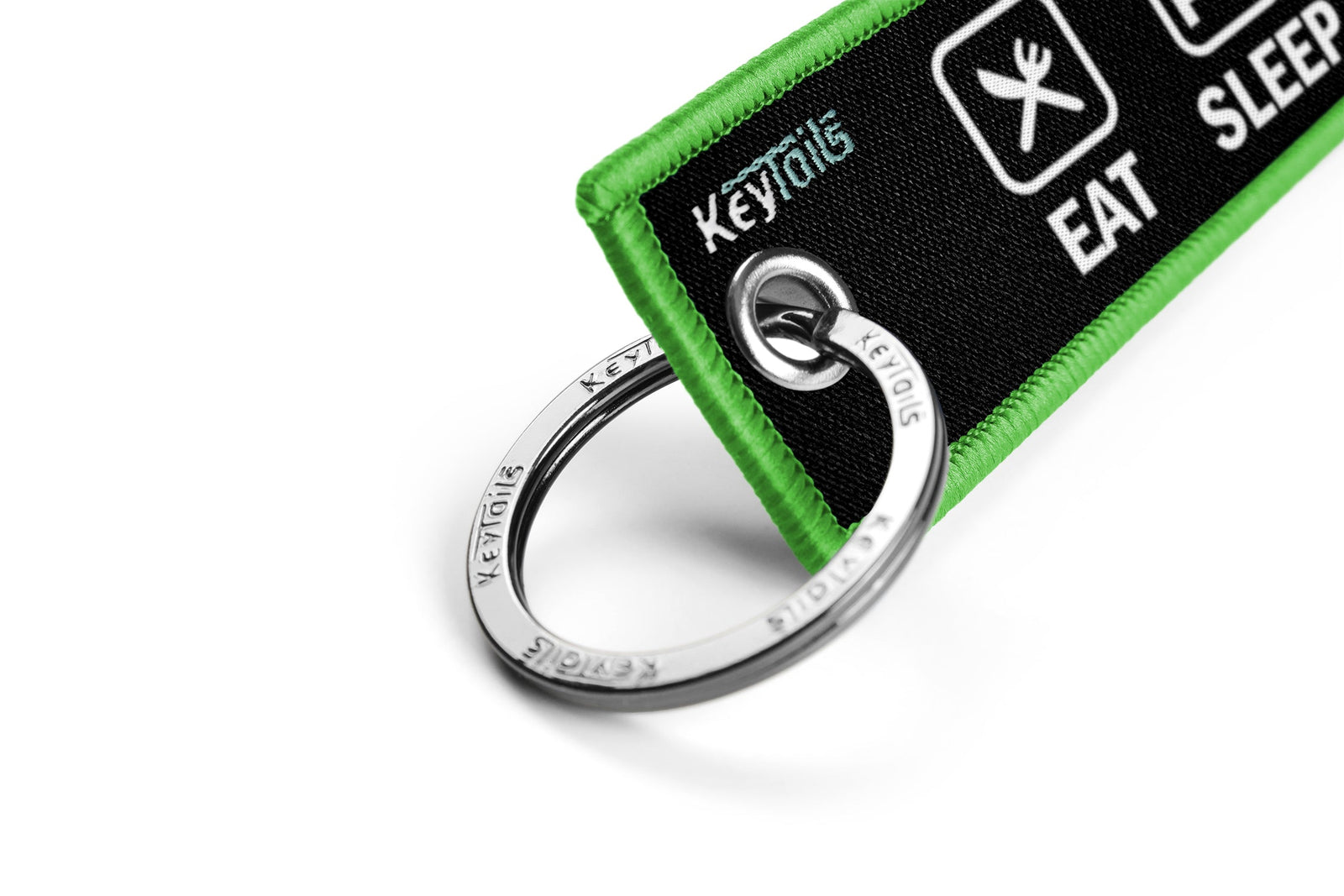 Eat Sleep Ride Repeat Keychain, Key Tag - Green