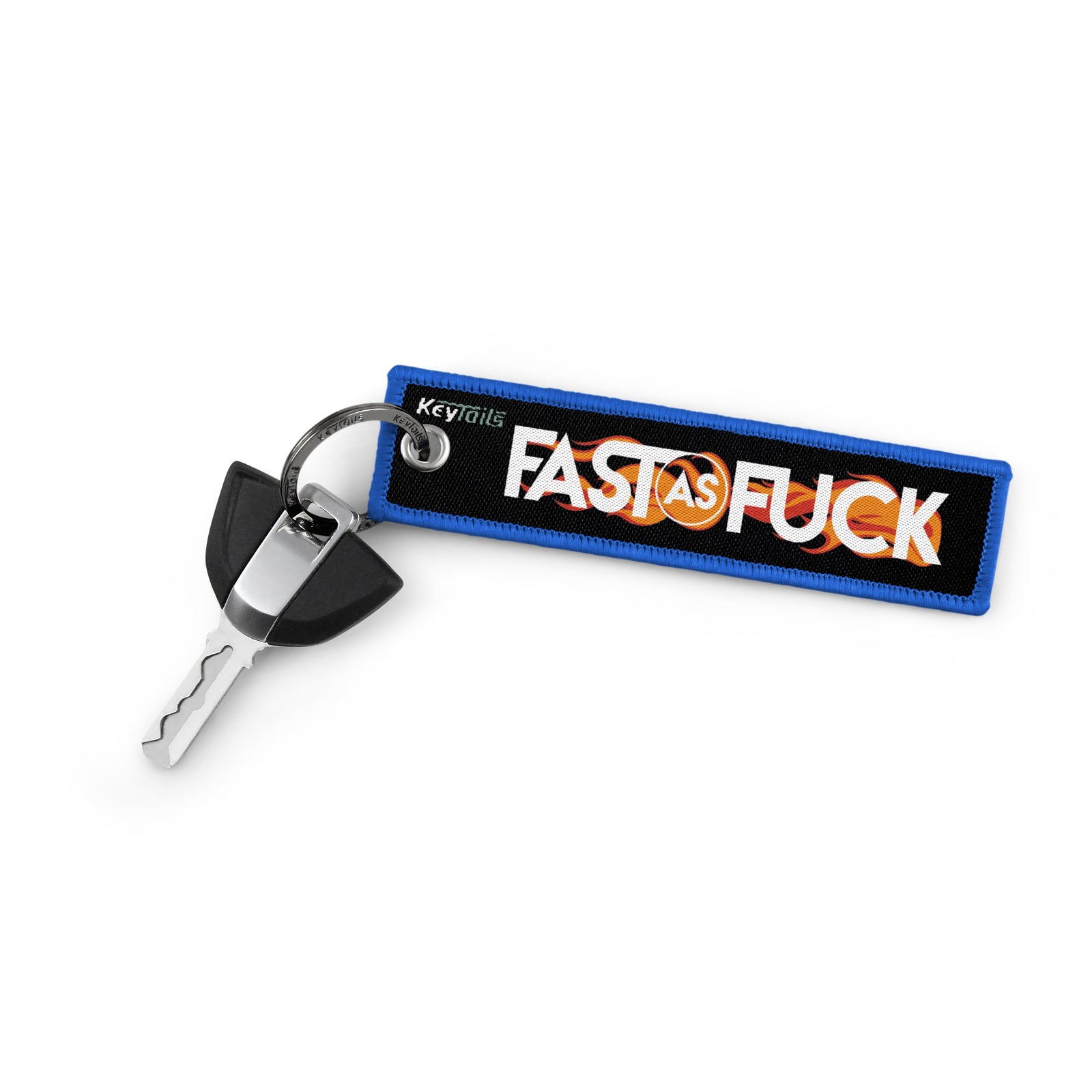 Fast As F#ck Keychain, Key Tag - Blue