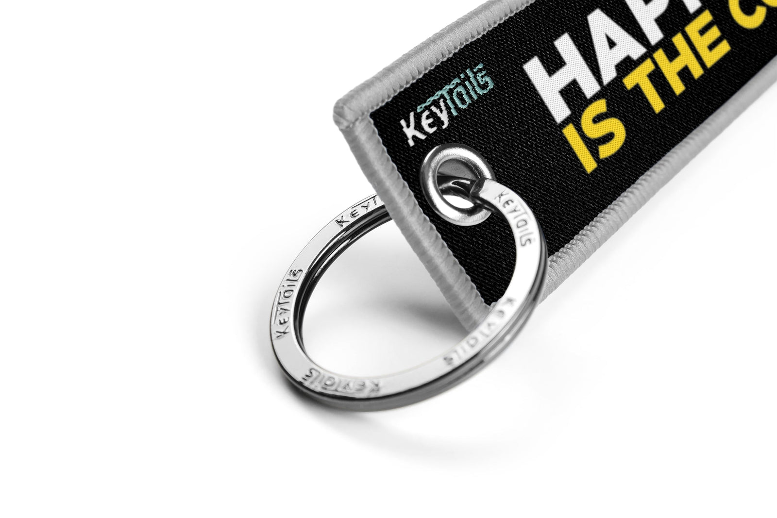 Happiness Is The Corner Keychain, Key Tag - Gray