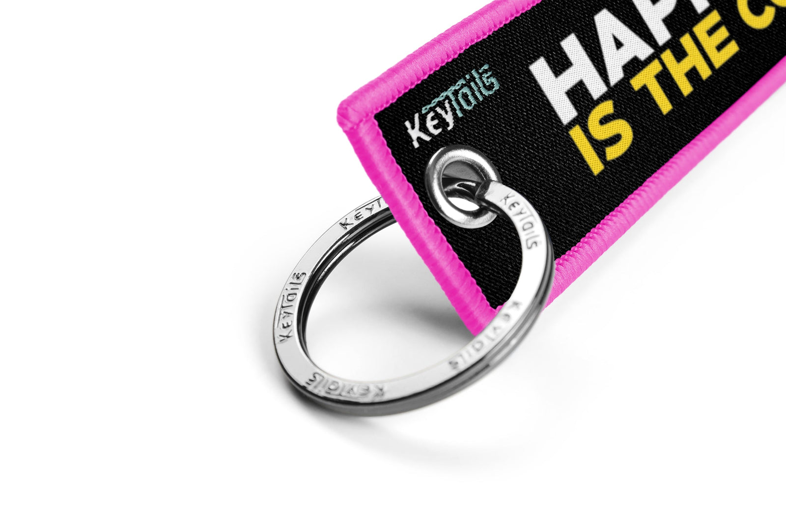 Happiness Is The Corner Keychain, Key Tag - Pink