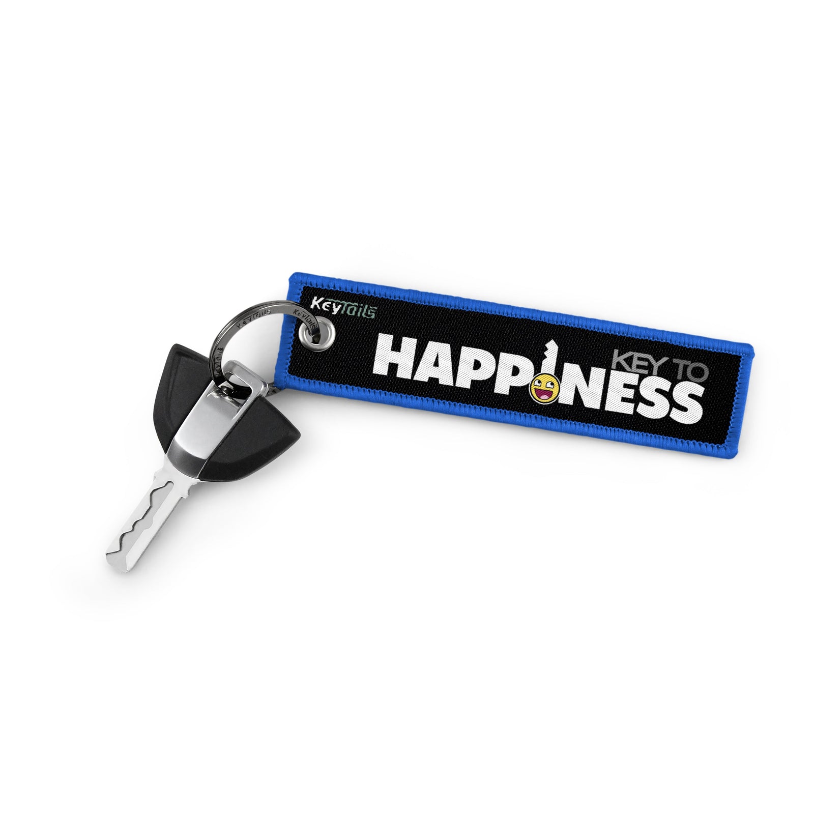 Key to Happiness Keychain, Key Tag - Blue