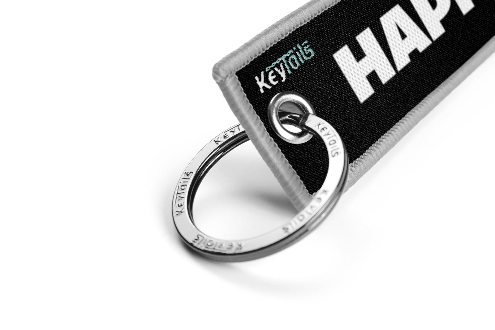 Key to Happiness Keychain, Key Tag - Gray