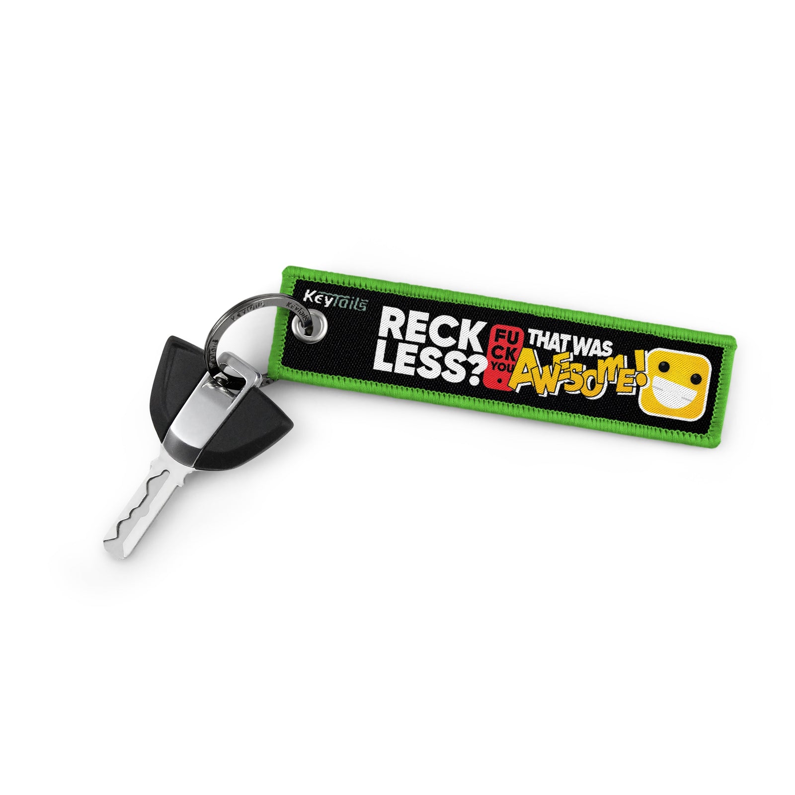 Reckless? FU That Was Awesome! Keychain, Key Tag - Green