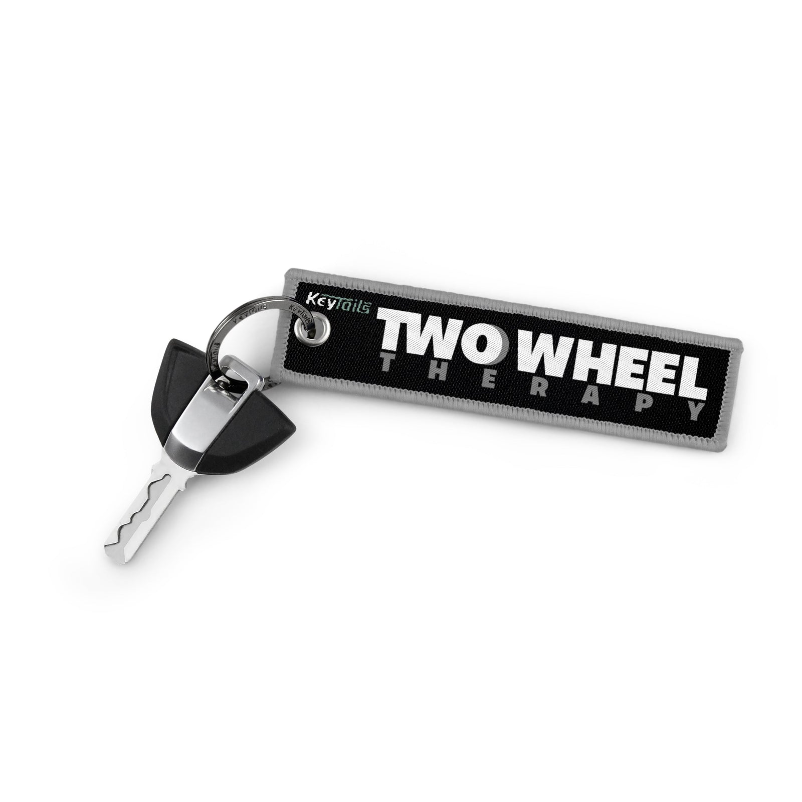 Two Wheel Therapy Keychain, Key Tag - Gray