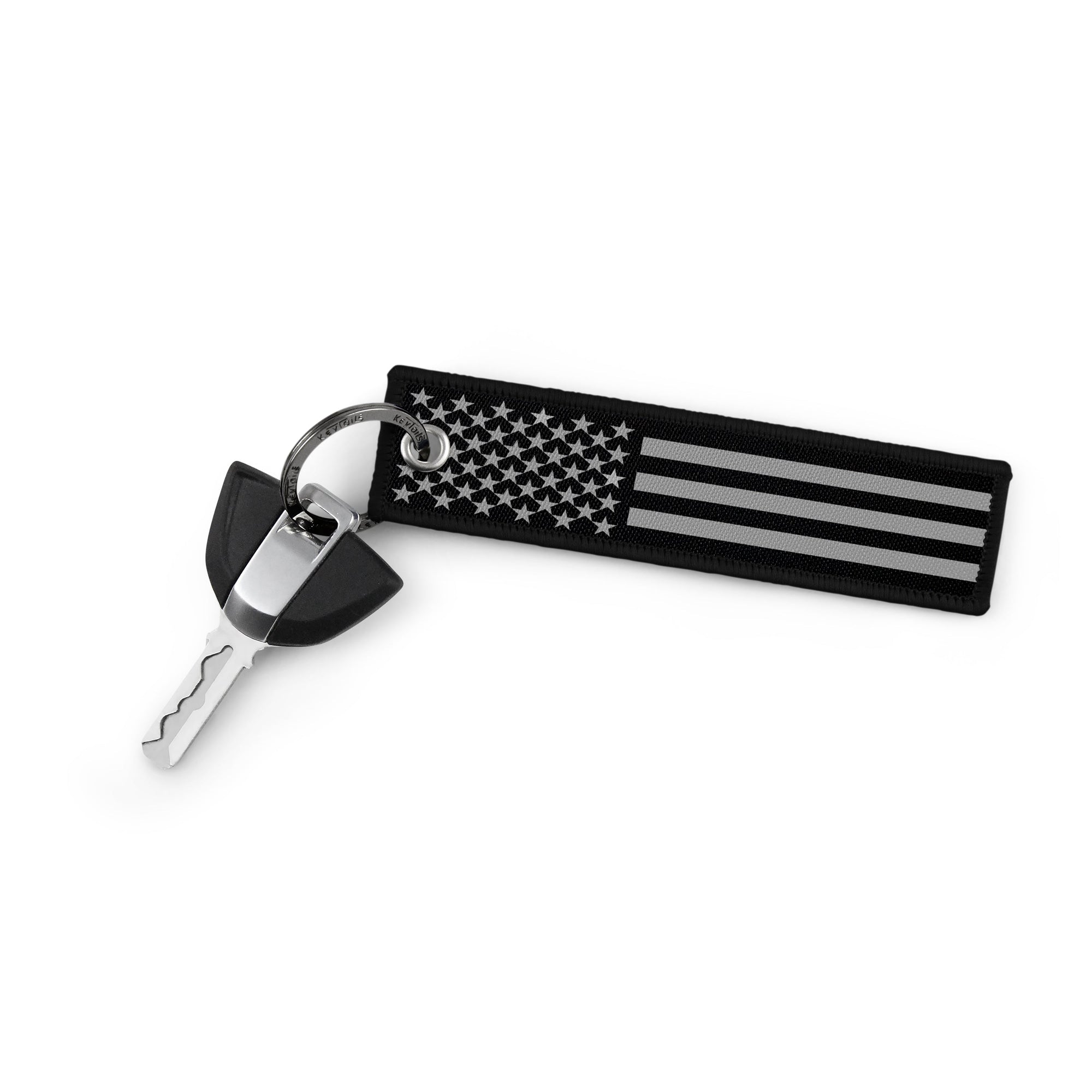 US Flag Keychain, Key Tag - Blackout