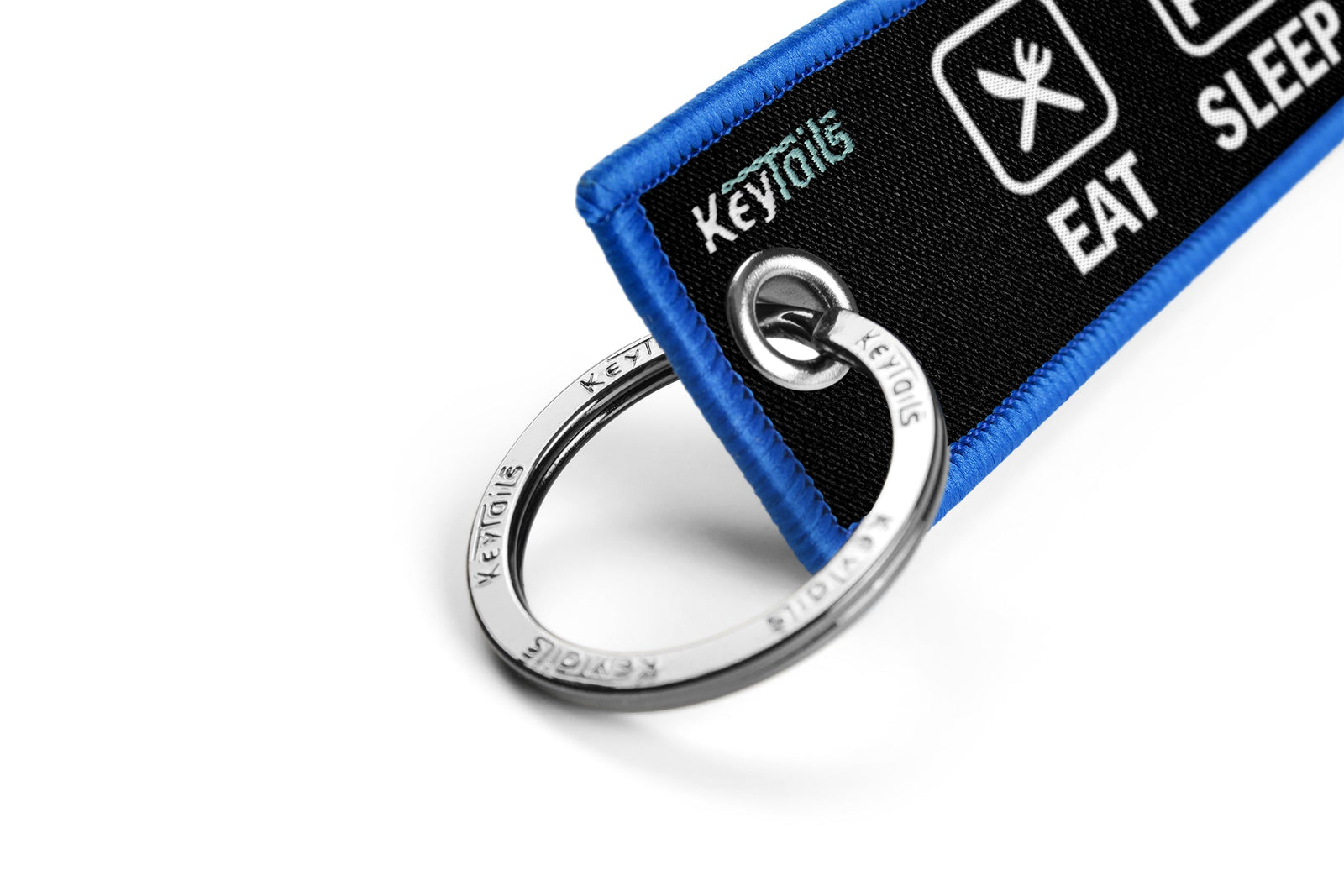 Eat Sleep Ride Repeat Keychain, Key Tag - Blue