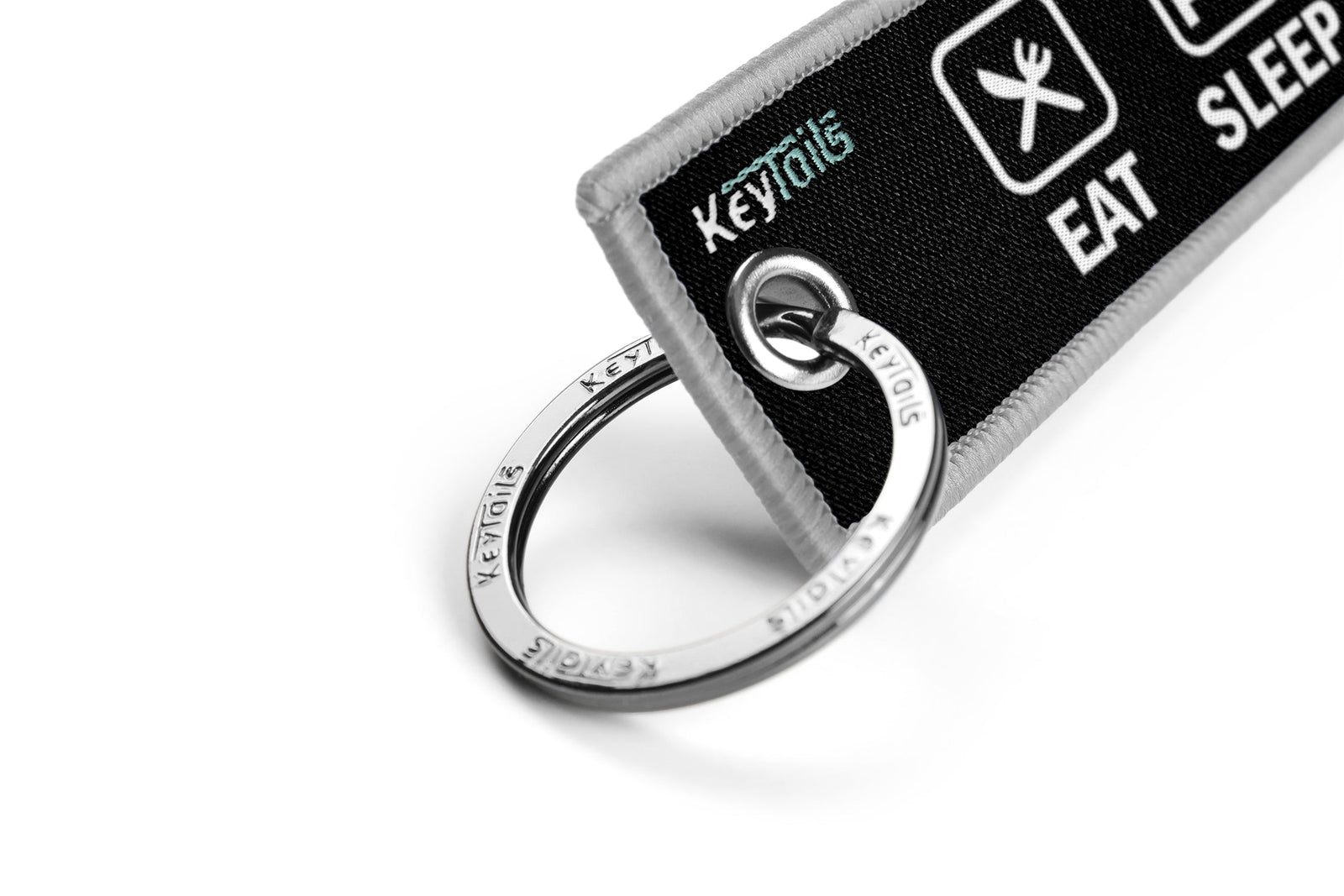 Eat Sleep Ride Repeat Keychain, Key Tag - Gray