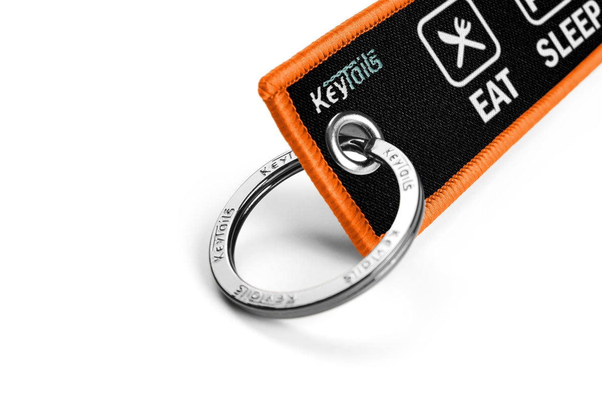 Eat Sleep Ride Repeat Keychain, Key Tag - Orange