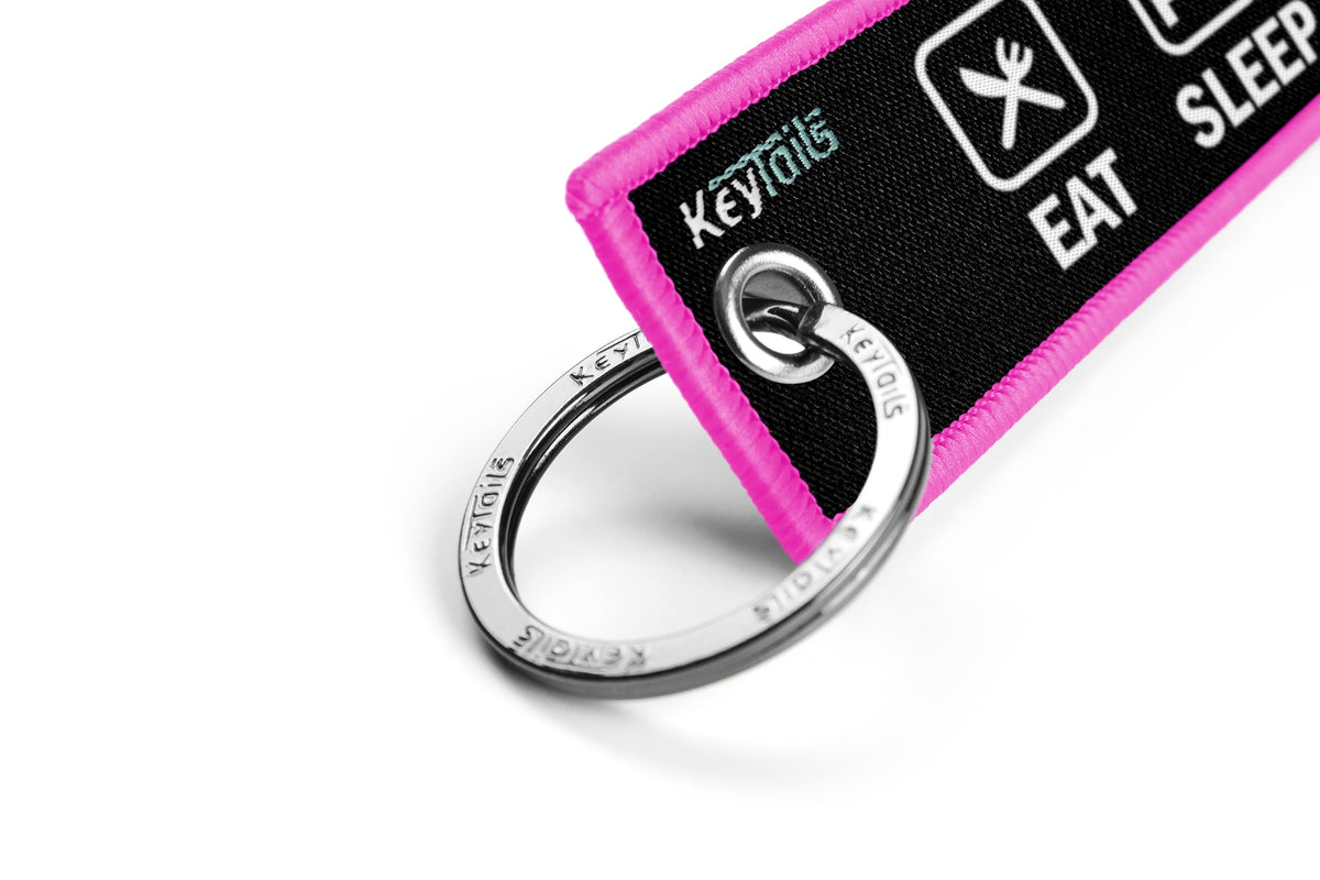Eat Sleep Ride Repeat Keychain, Key Tag - Pink