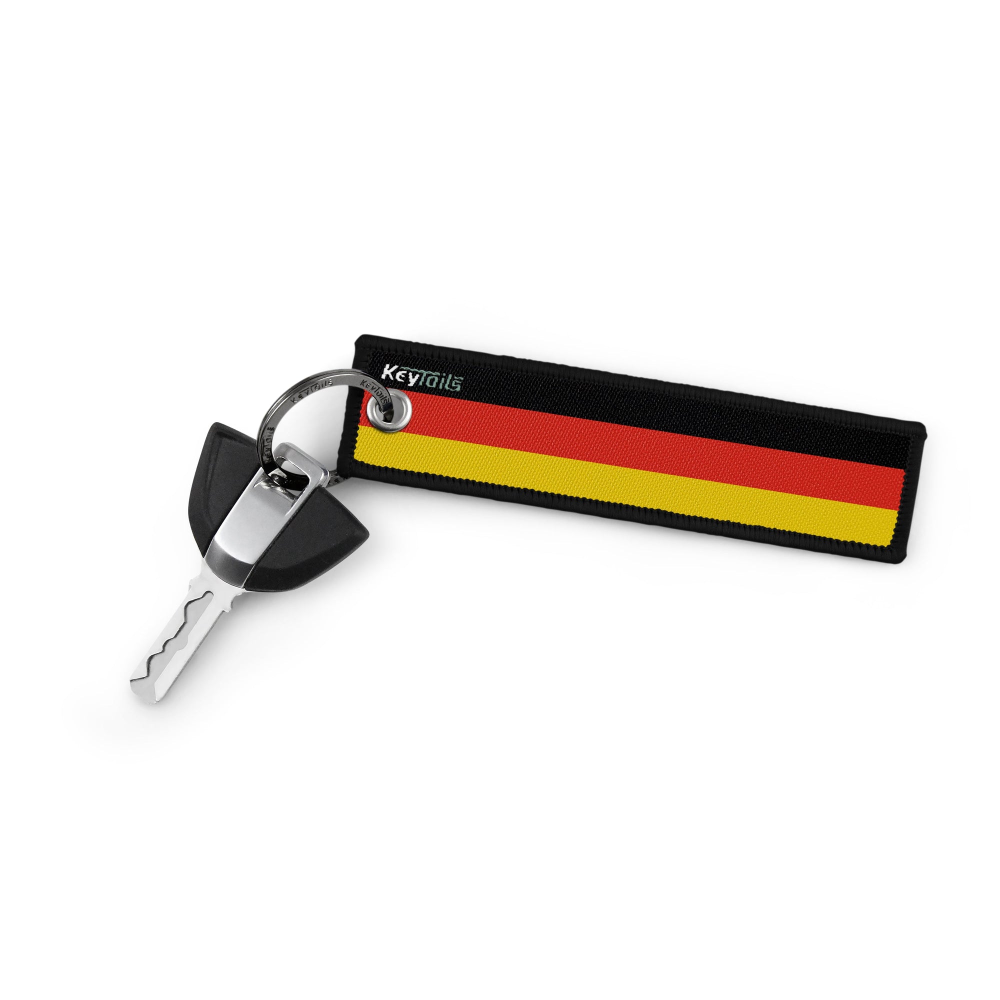 German Flag Keychain, Key Tag - Black