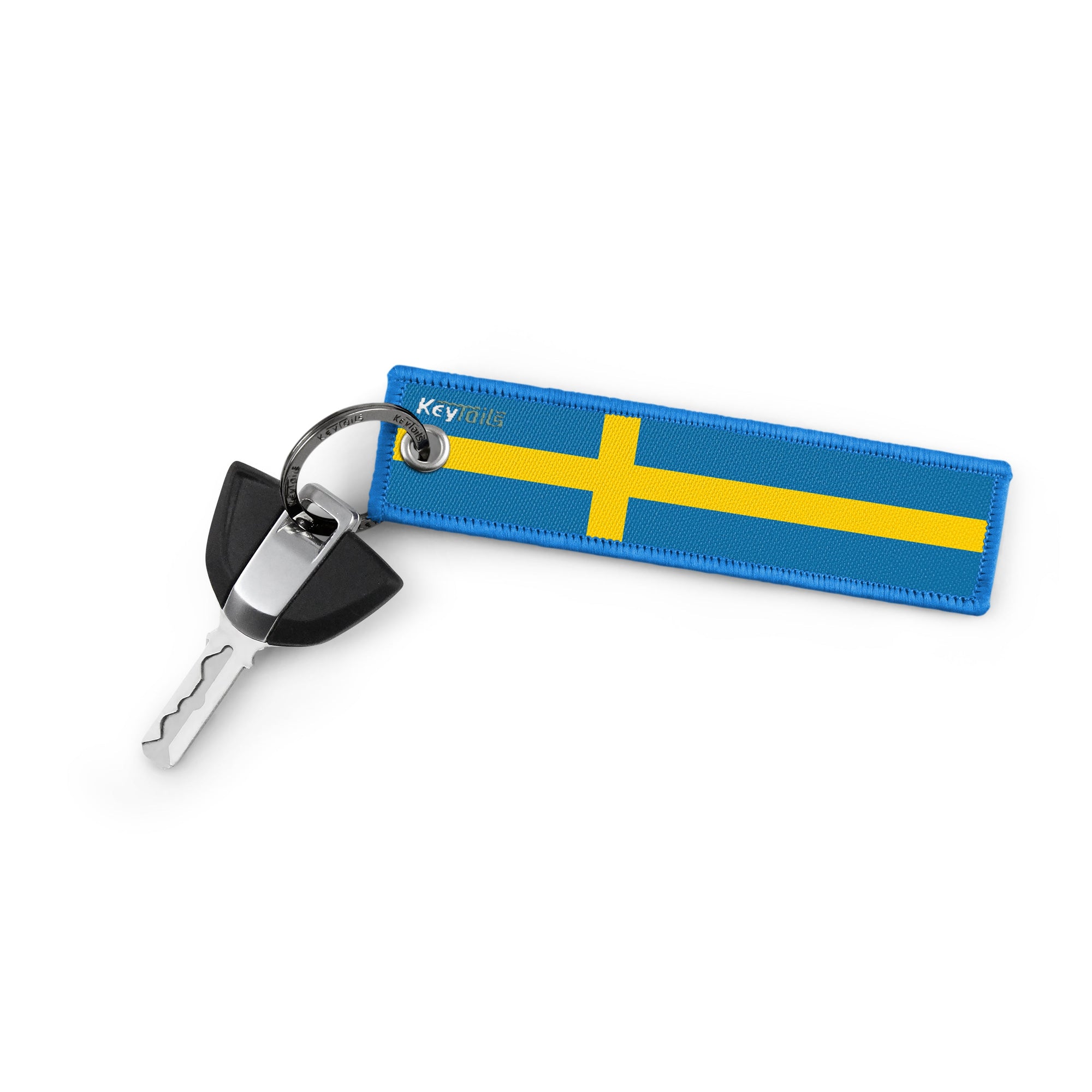 Sweden Flag Keychain, Key Tag - Blue