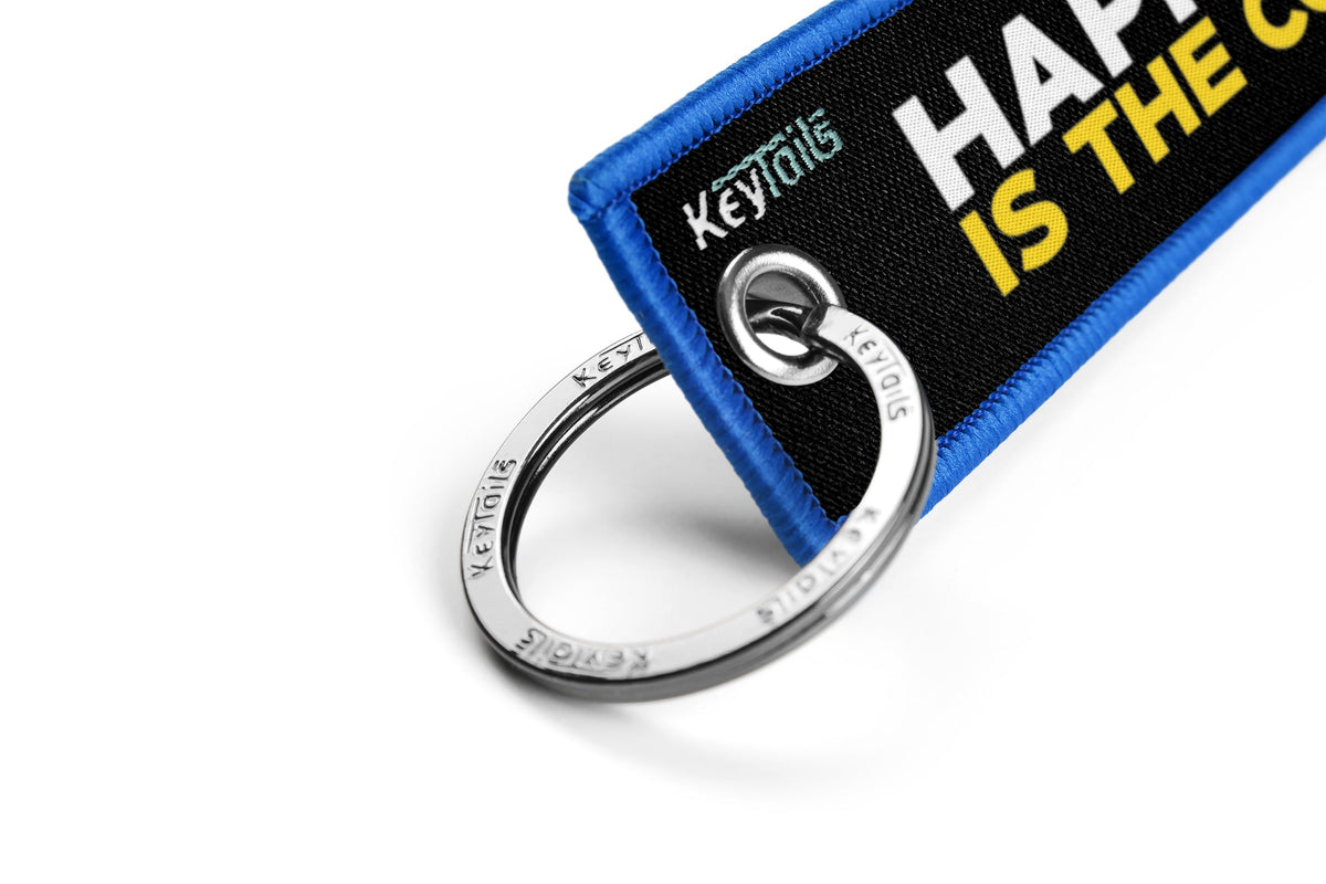 Happiness Is The Corner Keychain, Key Tag - Blue