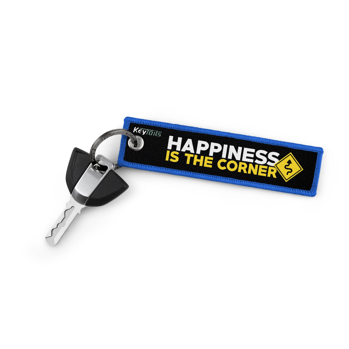 Happiness Is The Corner Keychain, Key Tag - Blue