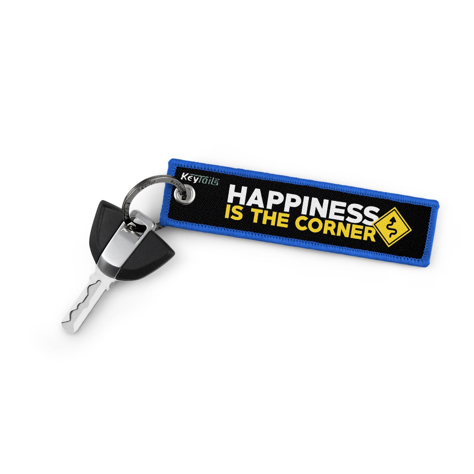 Happiness Is The Corner Keychain, Key Tag - Blue