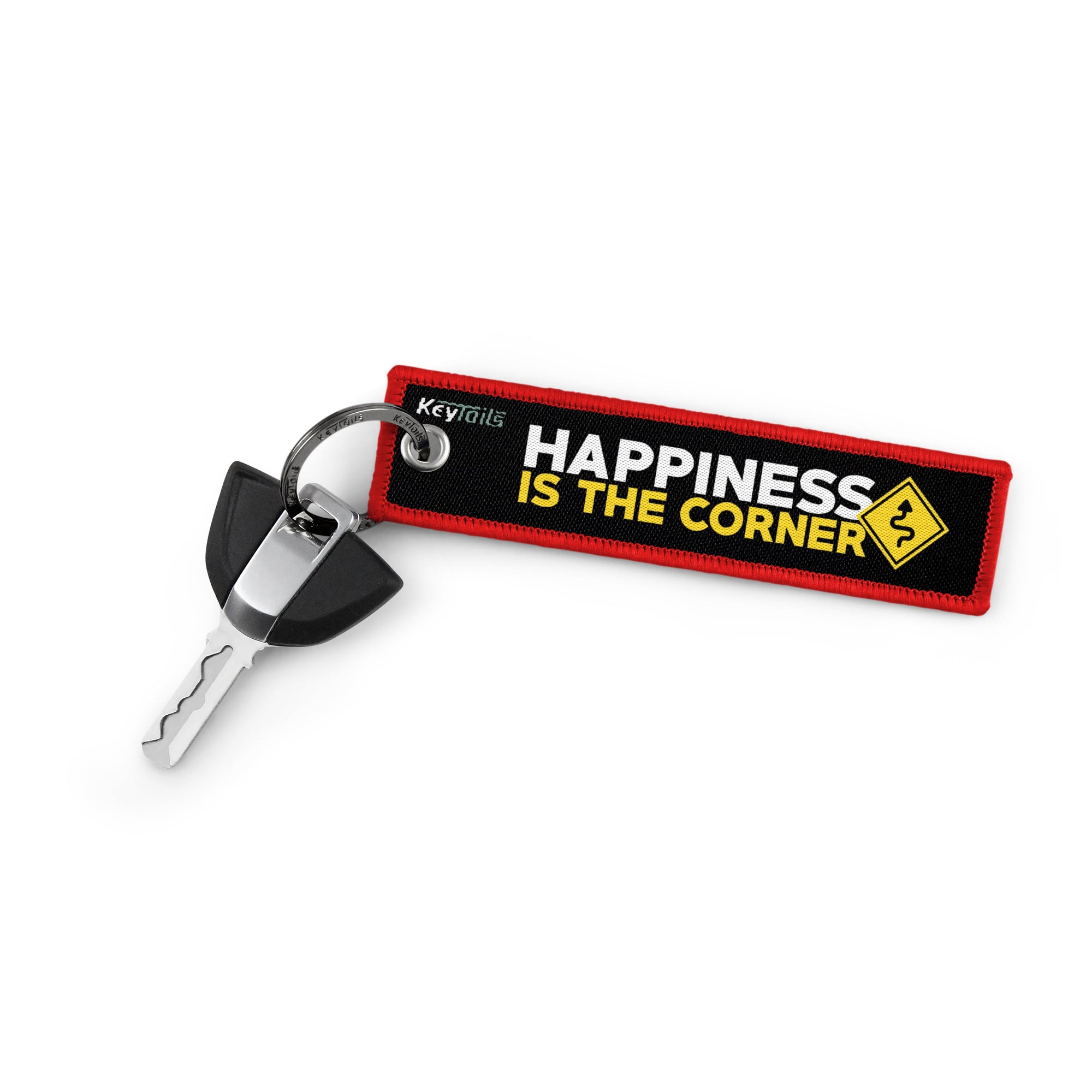 Happiness Is The Corner Keychain, Key Tag - Red