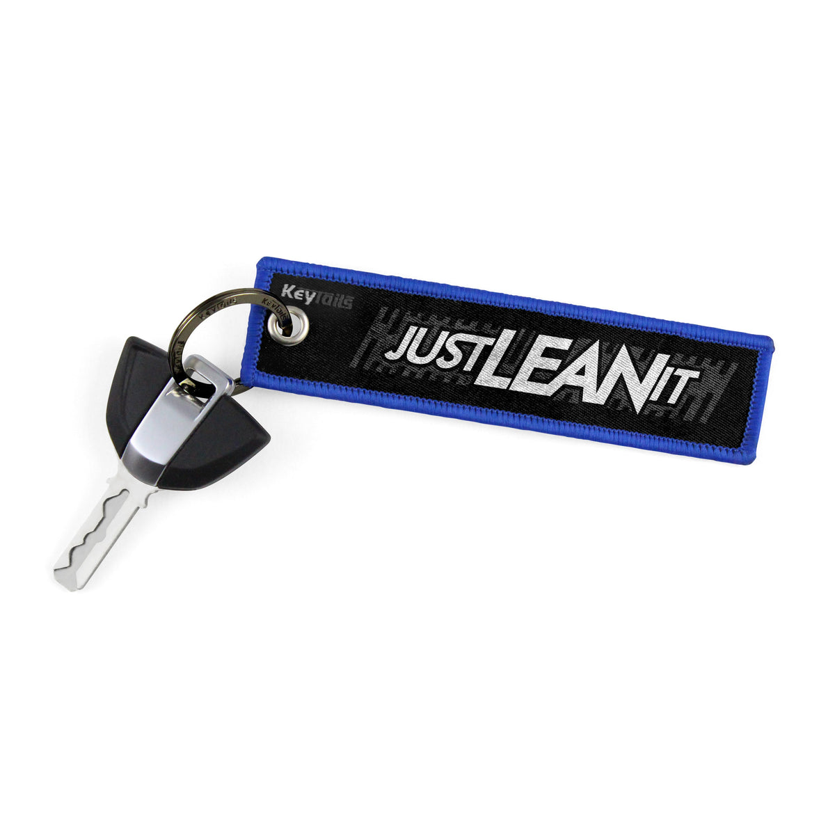Just Lean It Keychain, Key Tag - Blue