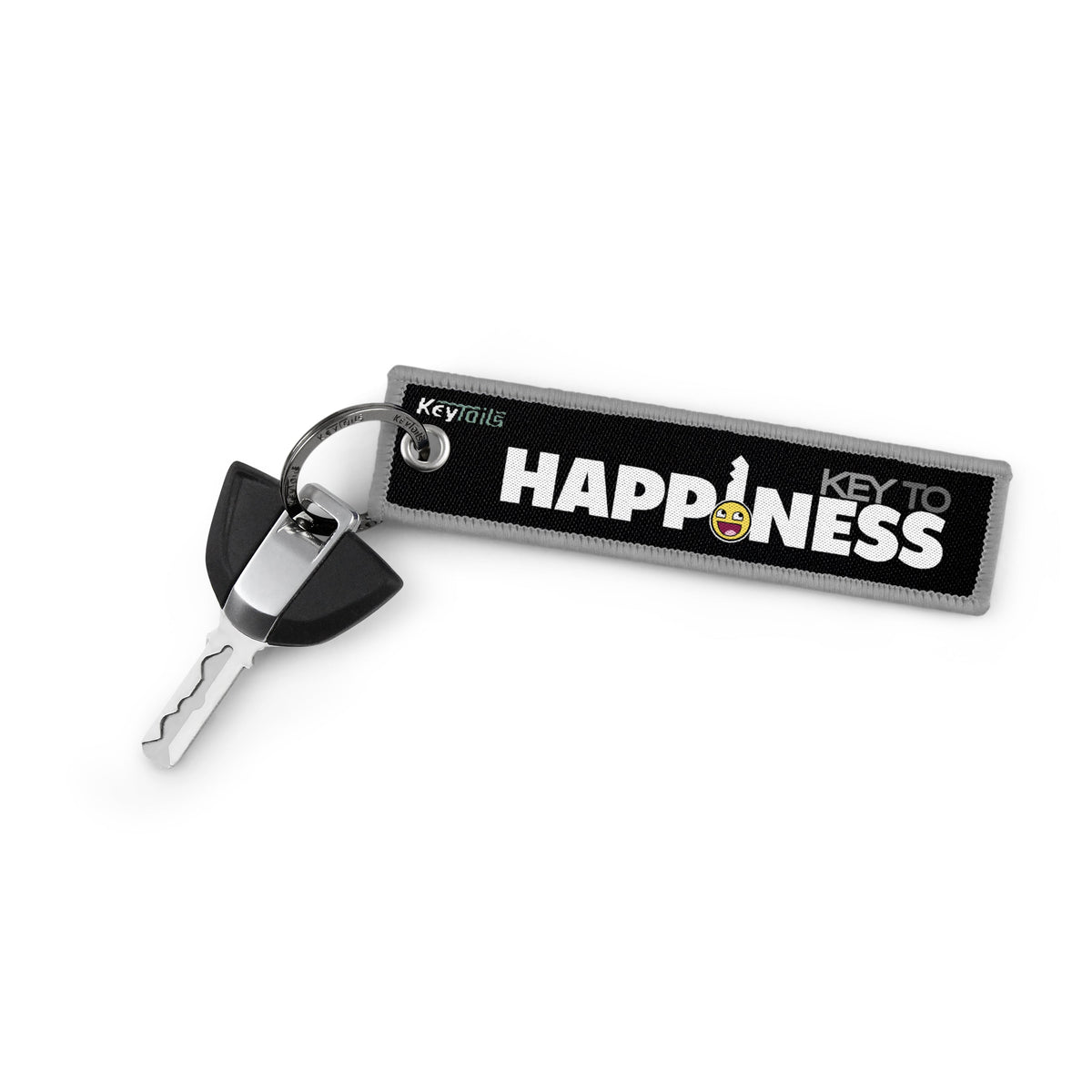 Key to Happiness Keychain, Key Tag - Gray