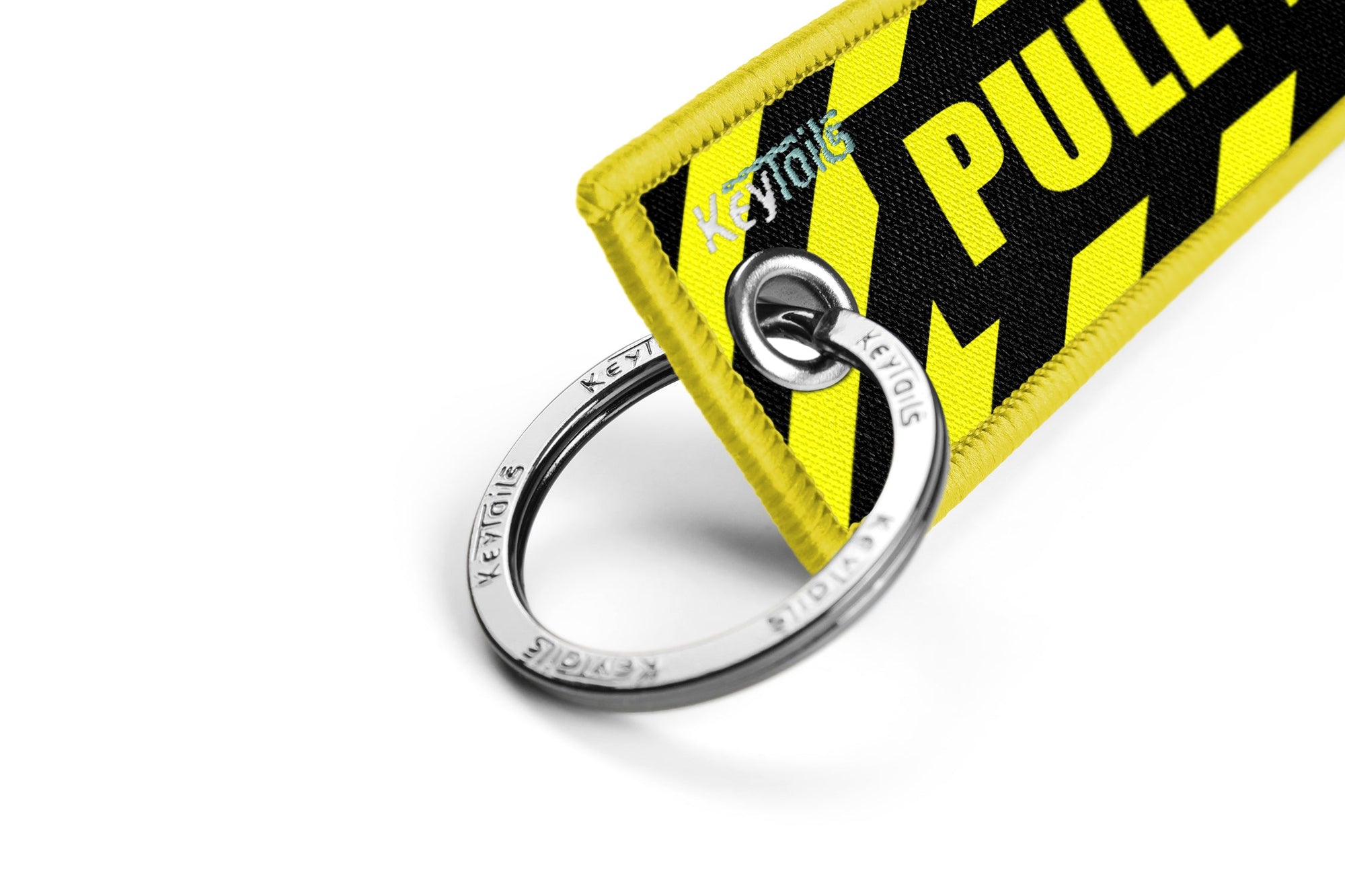 Pull To Eject Keychain, Key Tag - Yellow