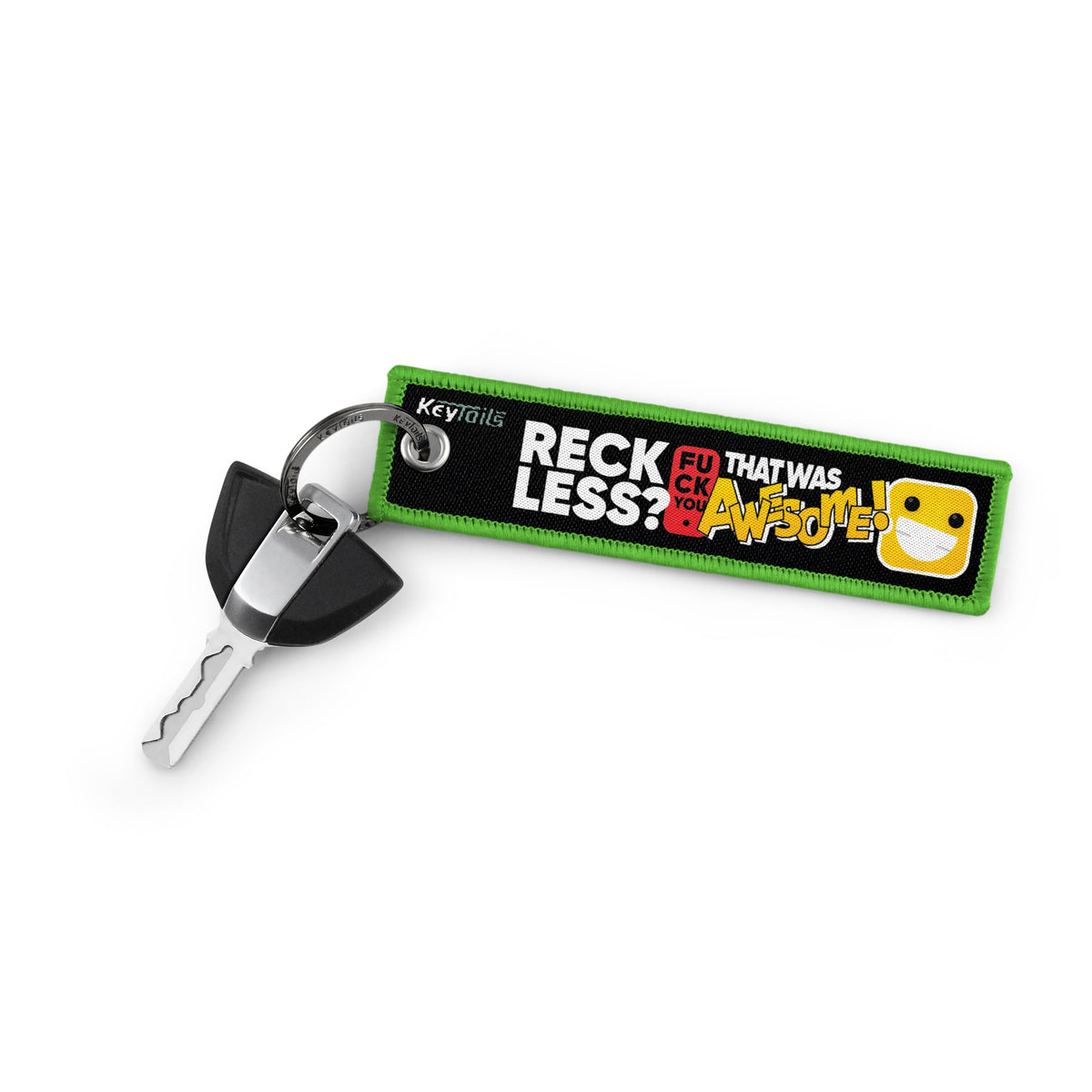 Reckless? FU That Was Awesome! Keychain, Key Tag - Green