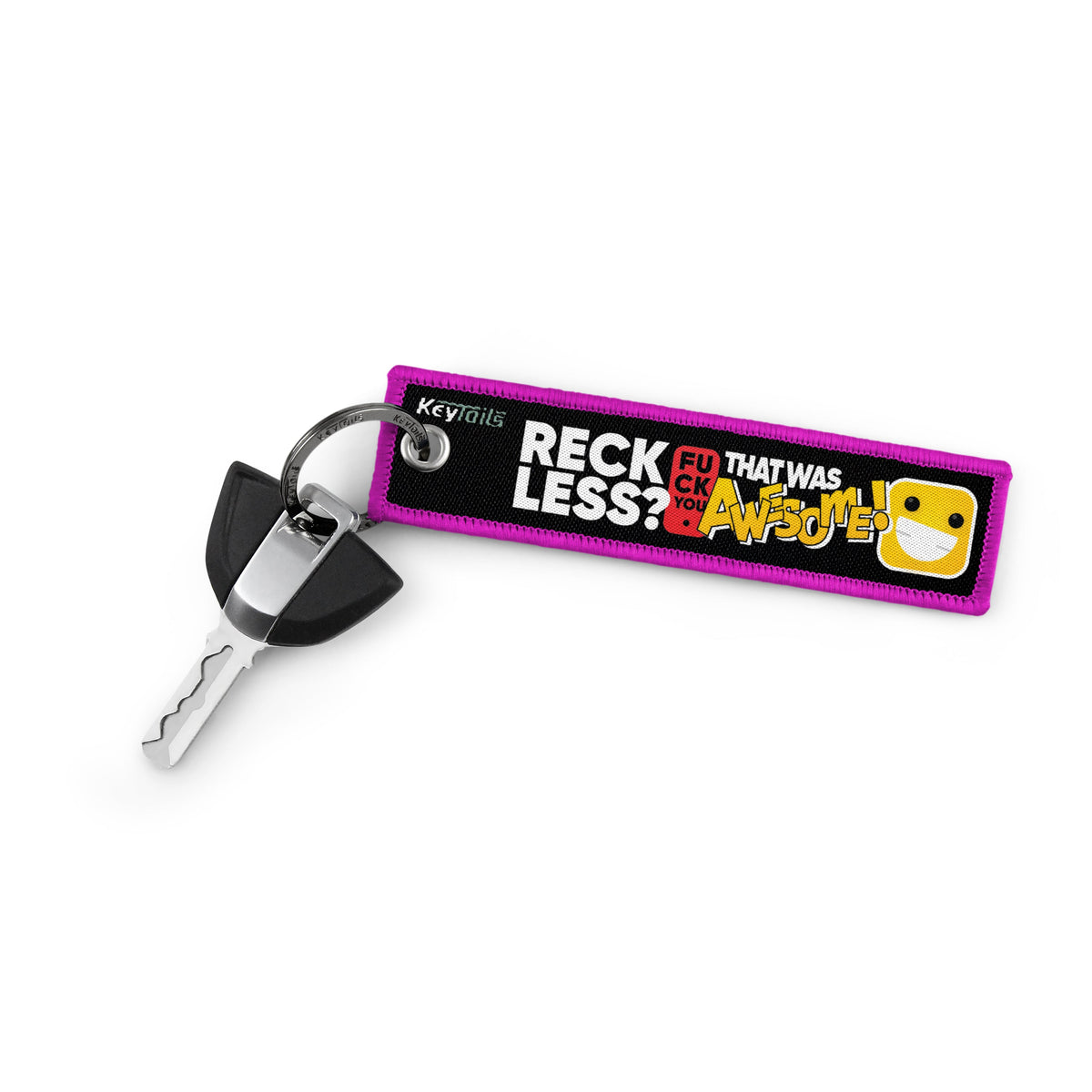 Reckless? FU That Was Awesome! Keychain, Key Tag - Pink
