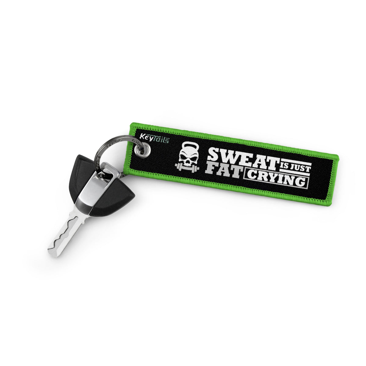 Sweat Is Just Fat Crying Keychain, Key Tag - Green