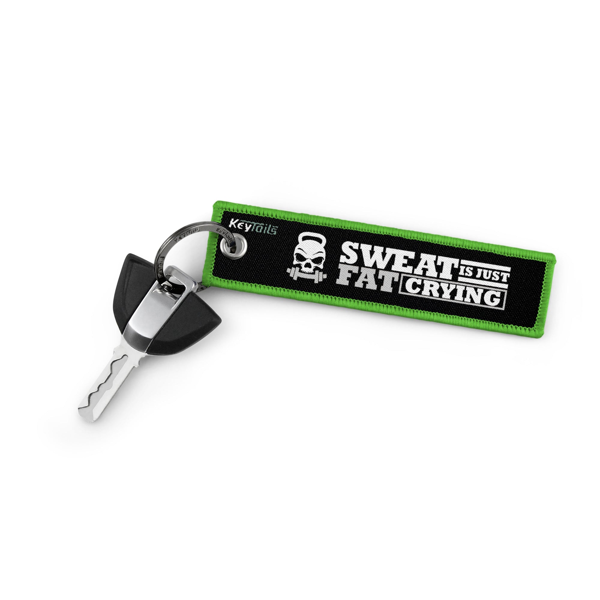 Sweat Is Just Fat Crying Keychain, Key Tag - Green
