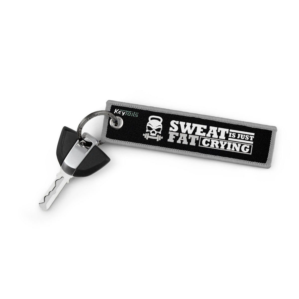 Sweat Is Just Fat Crying Keychain, Key Tag - Gray