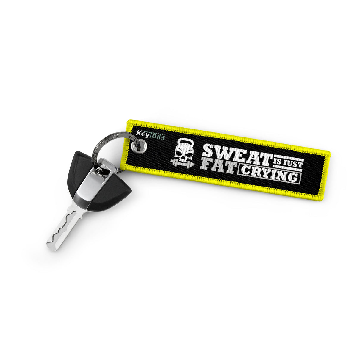 Sweat Is Just Fat Crying Keychain, Key Tag - Yellow