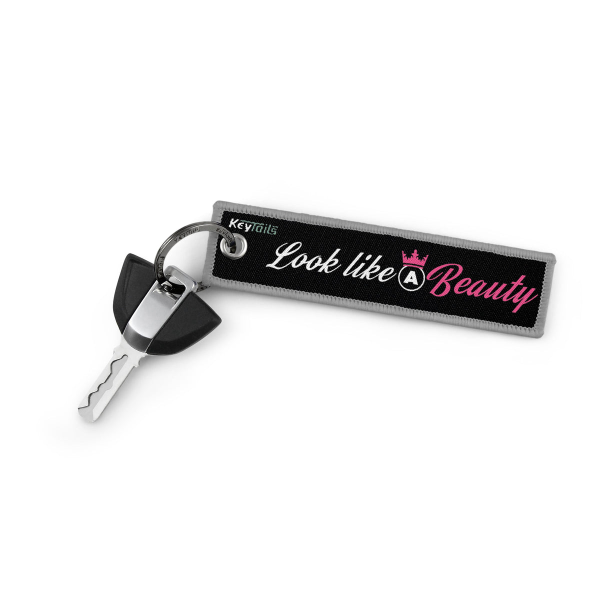 Train Like a Beast Look Like a Beauty Keychain, Key Tag - Gray