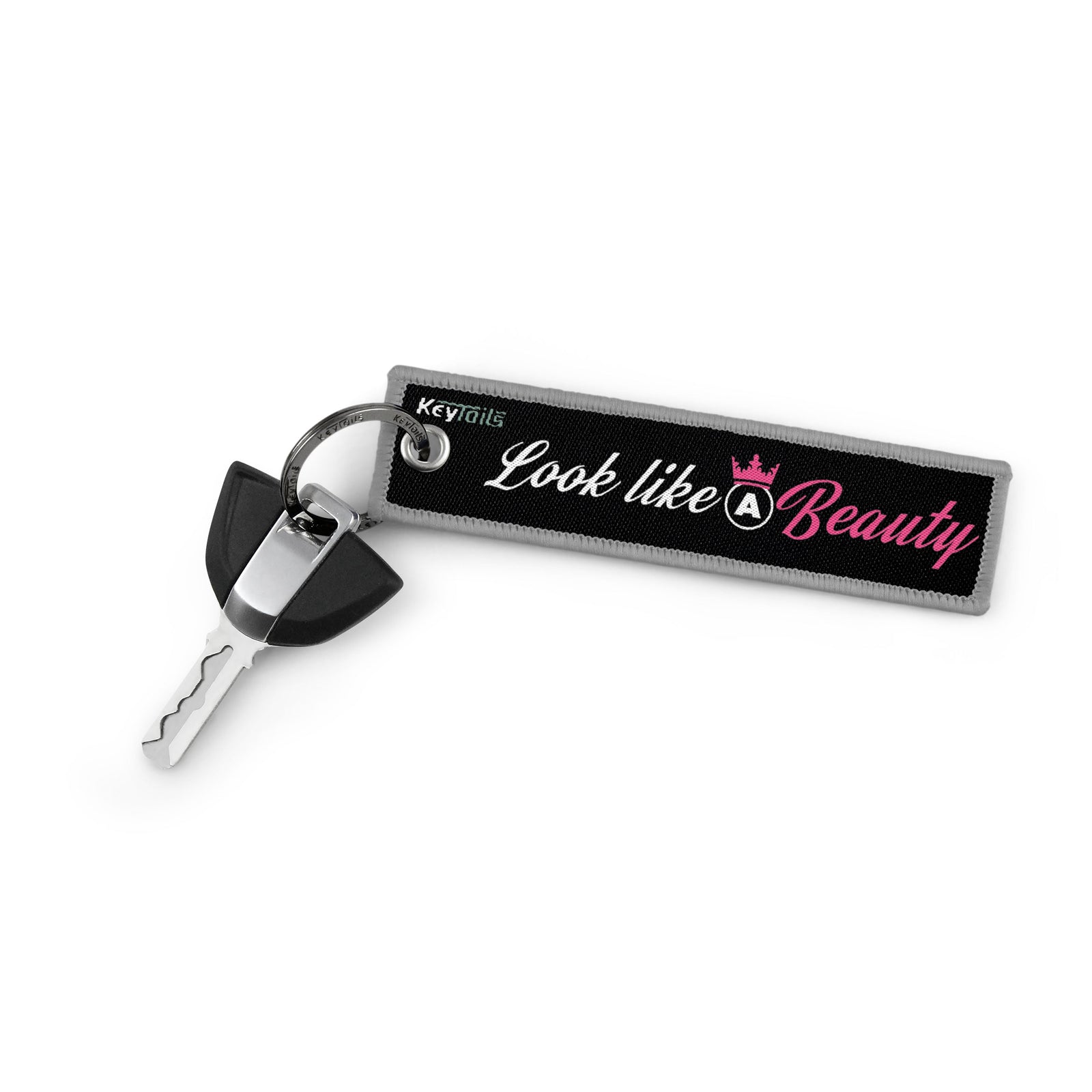 Train Like a Beast Look Like a Beauty Keychain, Key Tag - Gray