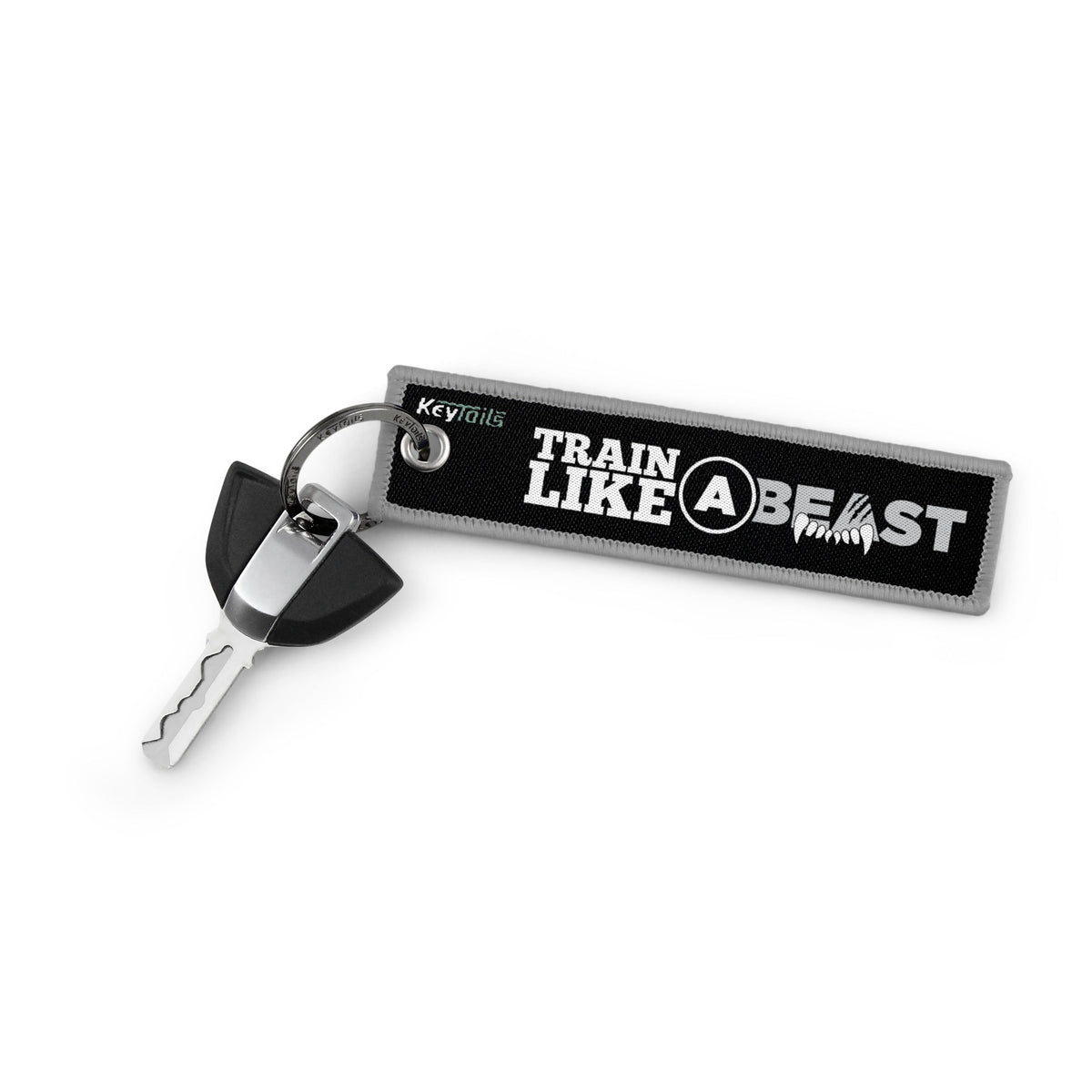 Train Like a Beast Look Like a Beauty Keychain, Key Tag - Gray