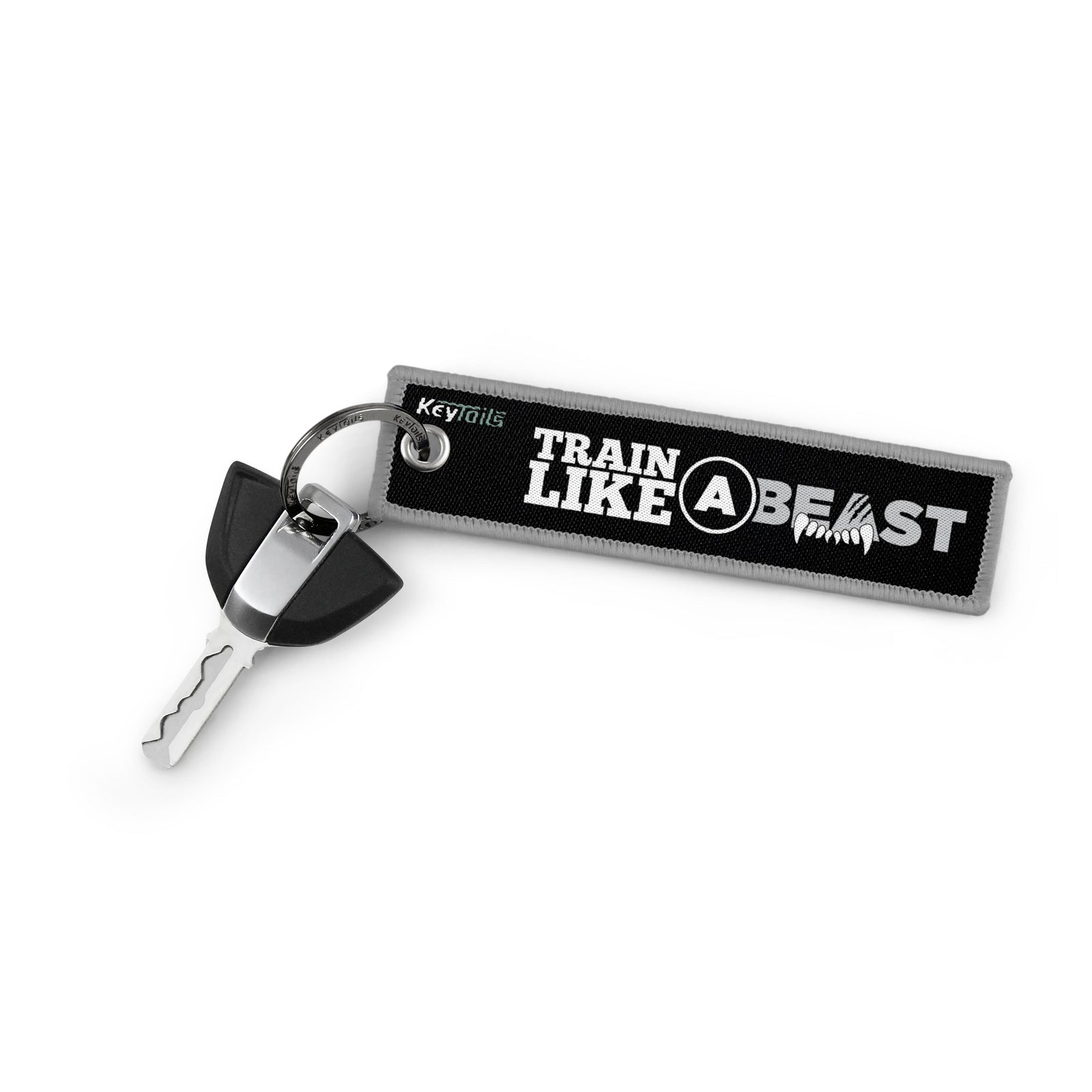 Train Like a Beast Look Like a Beauty Keychain, Key Tag - Gray