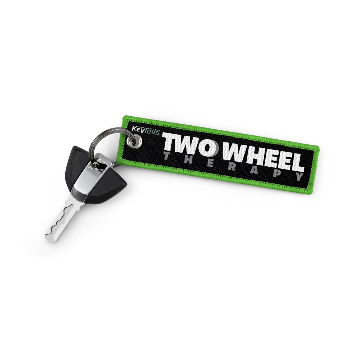 Two Wheel Therapy Keychain, Key Tag - Green