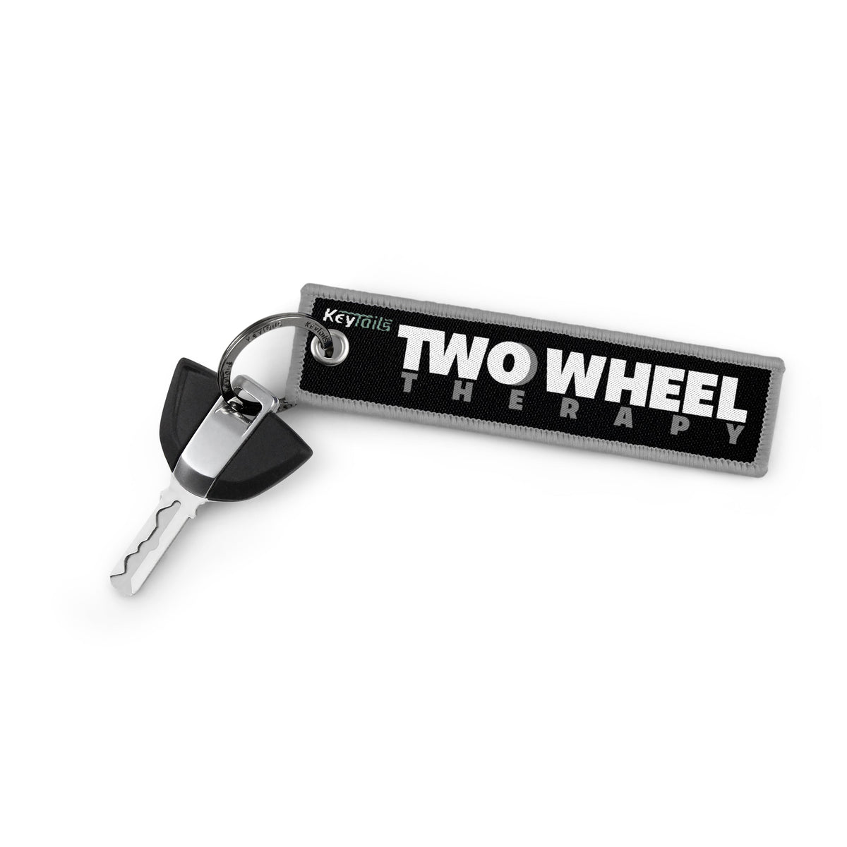 Two Wheel Therapy Keychain, Key Tag - Gray