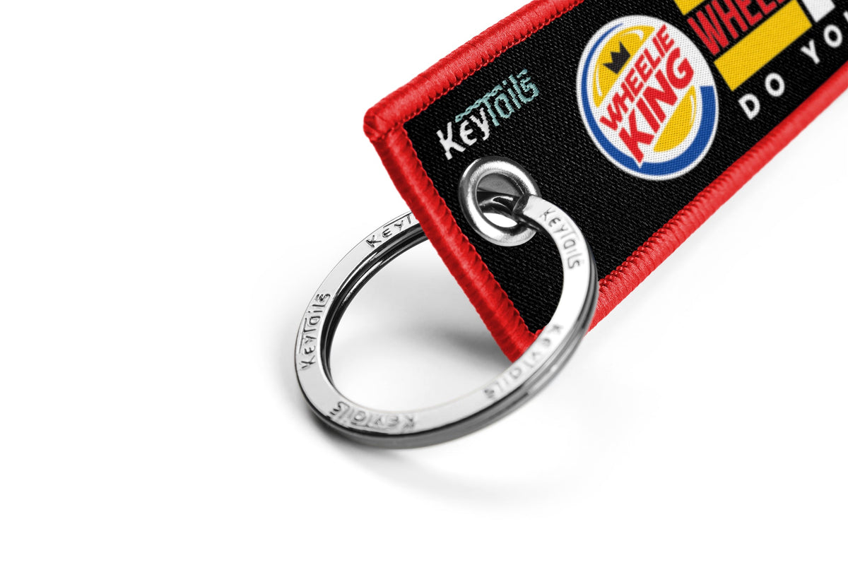 Wheelie King Keychain, Key Tag - Red